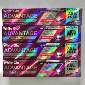 4X WHITE GLO ADVANTAGE STRAWBERRY COLOR CORRECTOR PURPLE TOOTHPASTE 3.5oz 
NEW